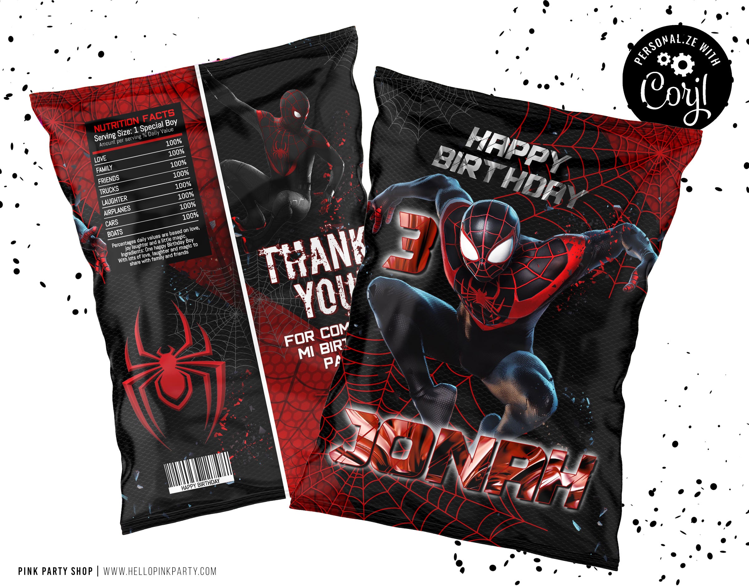 3 Pack Spiderman Miles Morales Chip Bag Candy Bar Water Bottle Spiderman  Miles Morales Lables DIGITAL DOWNLOAD Pack 