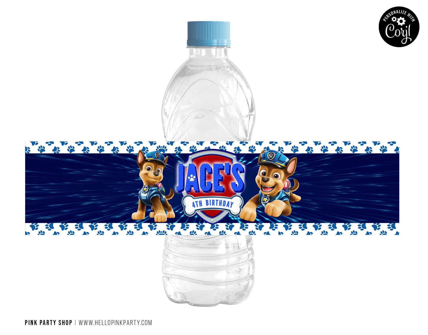 CHASE PAW PATROL EDITABLE WATER LABEL WRAPPERS DESIGN