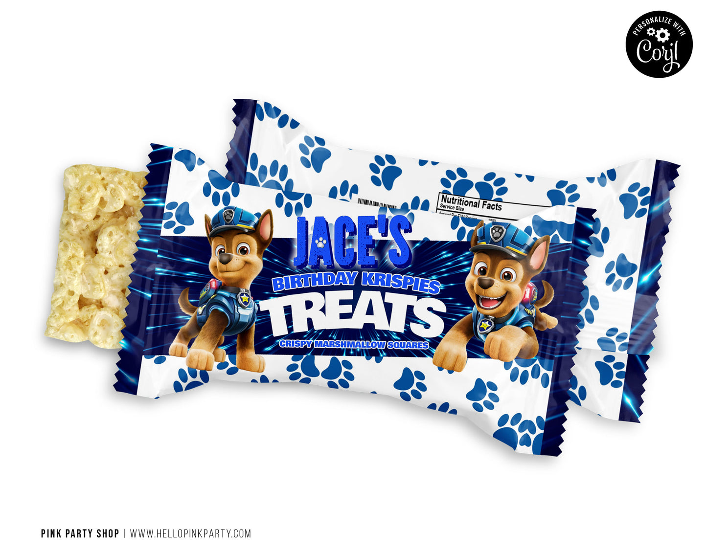 CHASE PAW PATROL RICE KRISPIE TREATS EDITABLE WRAPPER