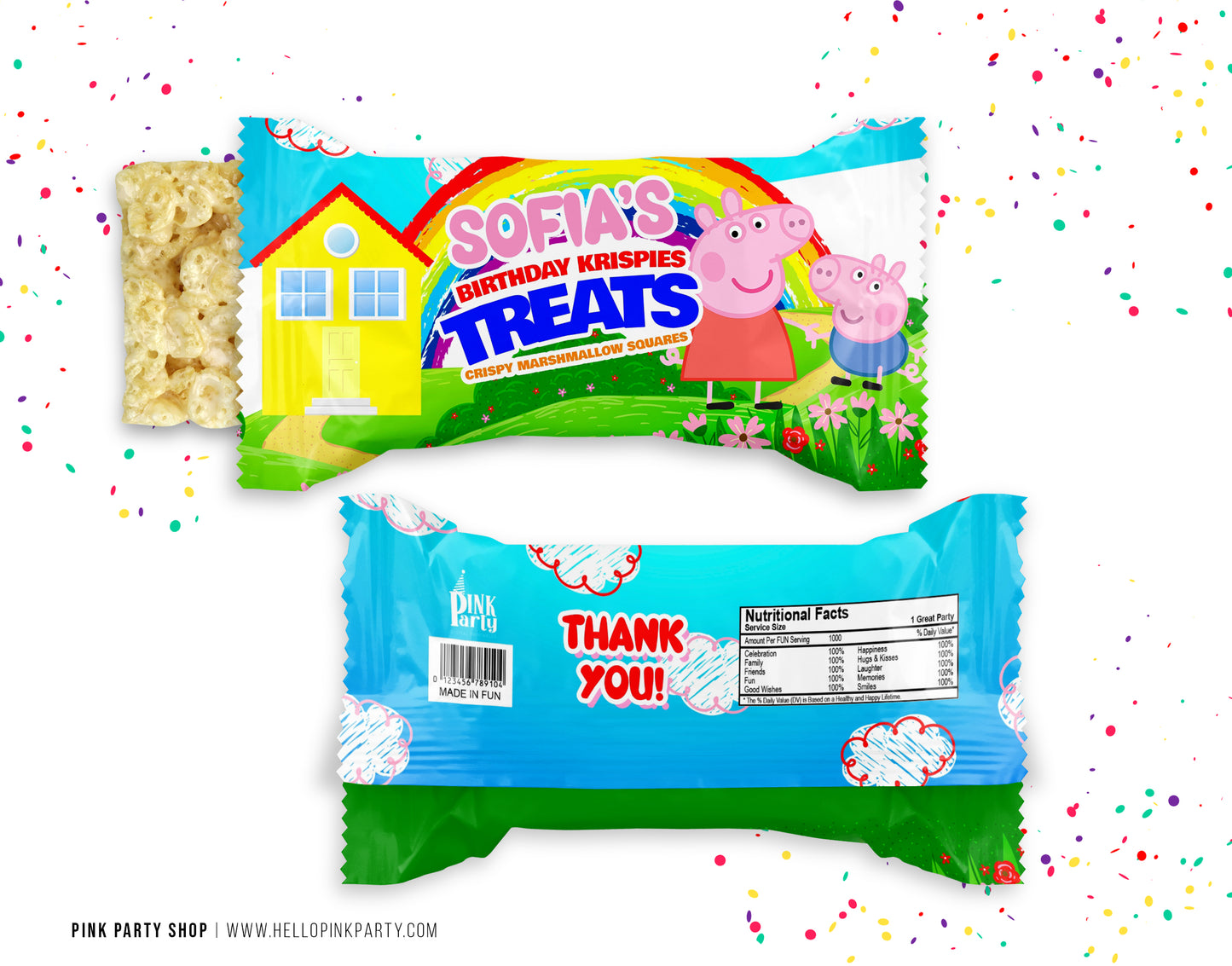 PEPPA PIG EDITABLE RICE KRISPIE TREATS WRAPPER