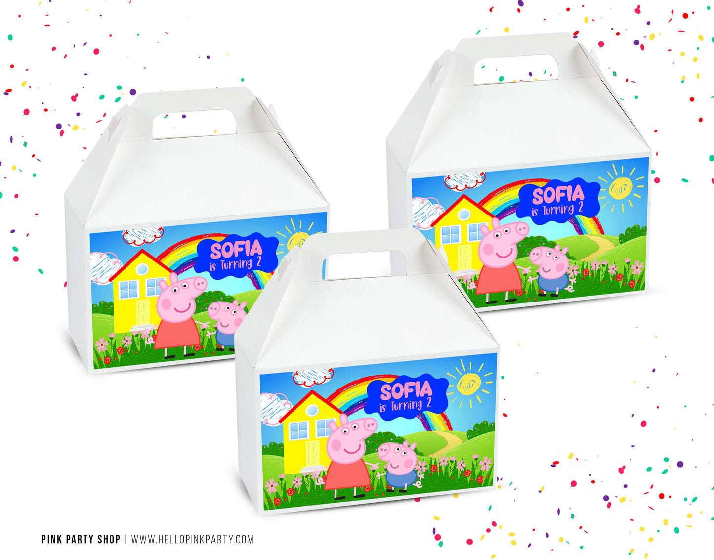 PEPPA PIG EDITABLE GABLE BOX LABELS TEMPLATE