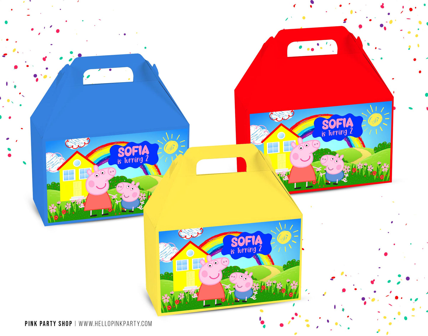 PEPPA PIG EDITABLE GABLE BOX LABELS TEMPLATE