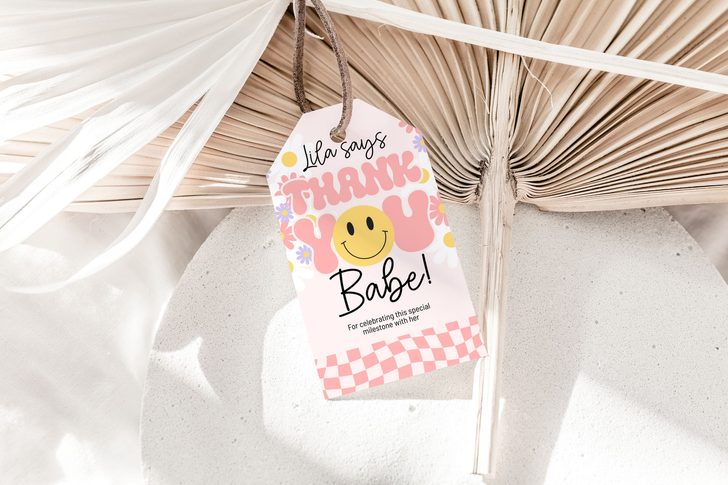 Editable Template ONE HAPPY BABE Birthday Invitation |  1st Birthday Invitation | Smiley Face Birthday Invitation | Groovy retro Invite