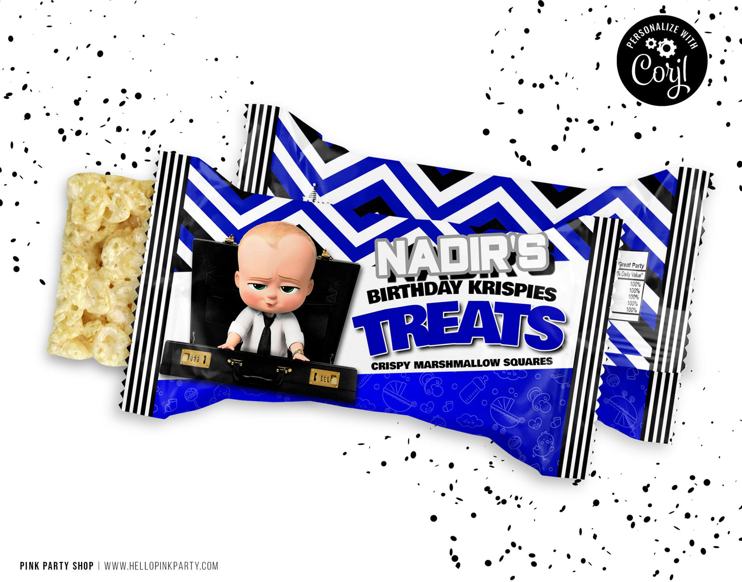 BOSS BABY ROYAL BLUE RICE KRISPIE TREATS EDITABLE WRAPPER