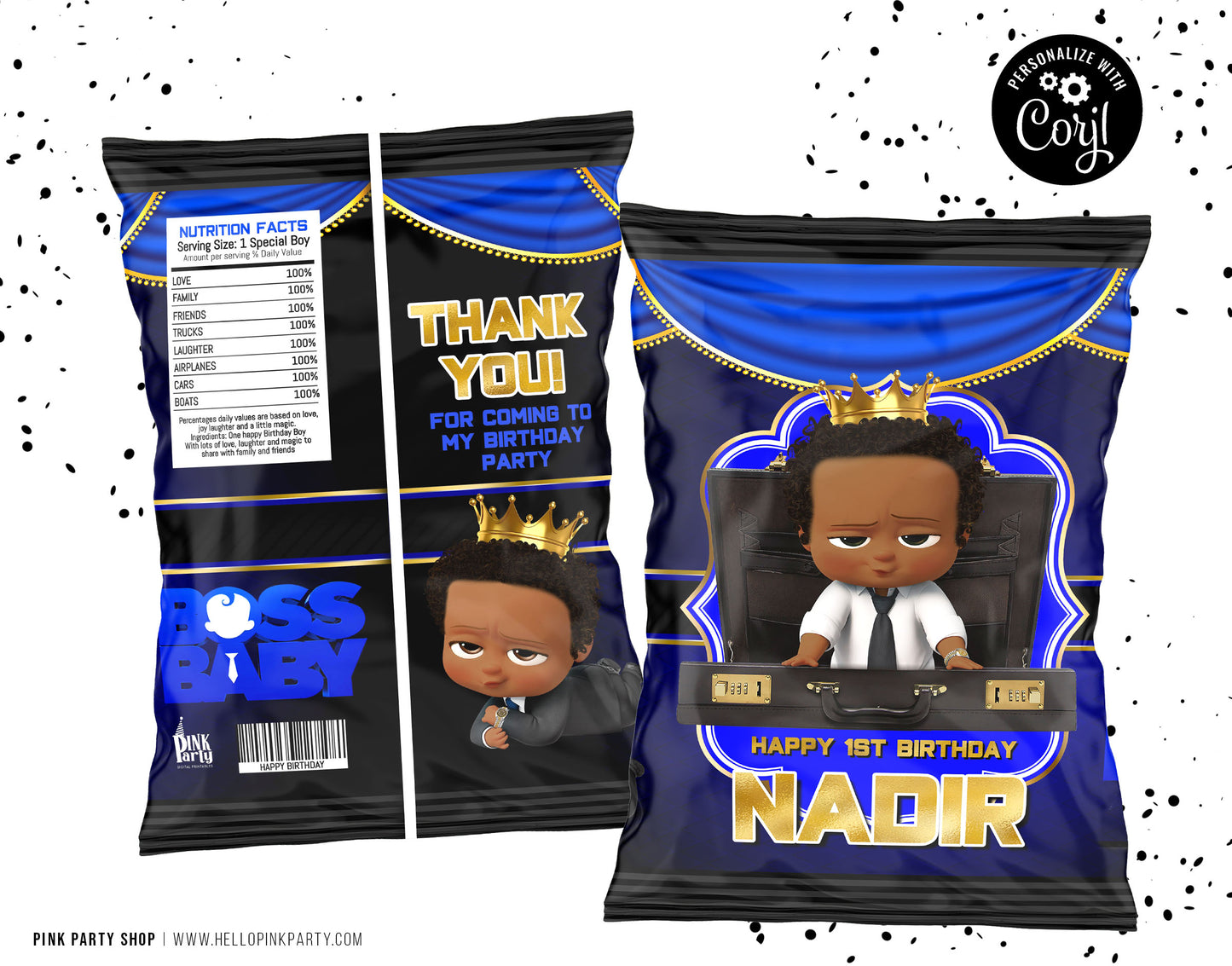 BOSS BABY AFRICAN AMERICAN CHIP BAG WRAPPER DESIGN