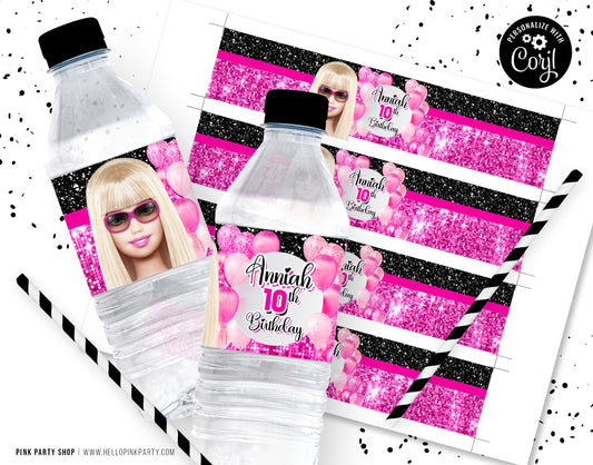 BARBIE EDITABLE WATER LABEL WRAPPERS DESIGN