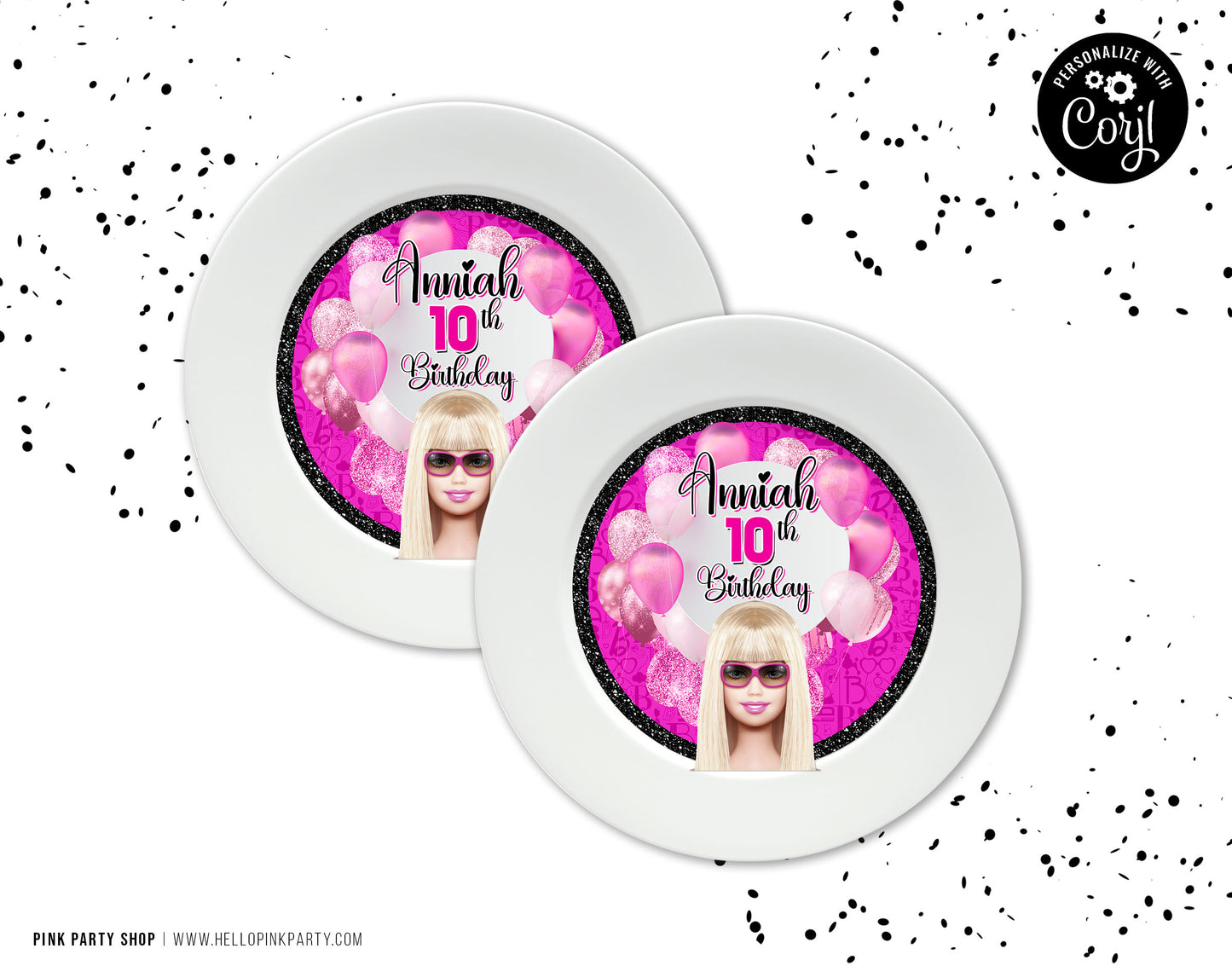 BARBIE PRINTABLE EDITABLE CHARGER INSERT PLATE LABEL