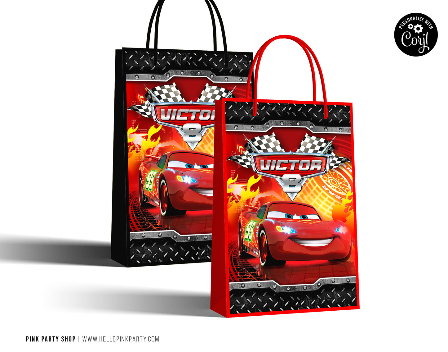 CARS LOOT FAVOR BAG EDITABLE LABELS TEMPLATE