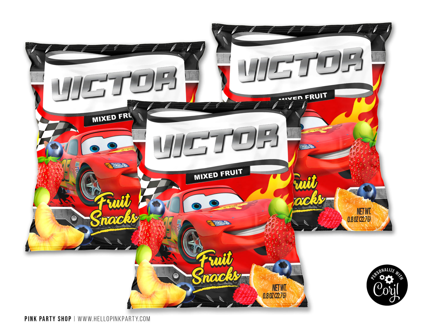 CARS FRUIT SNACK WRAPPER DESIGN