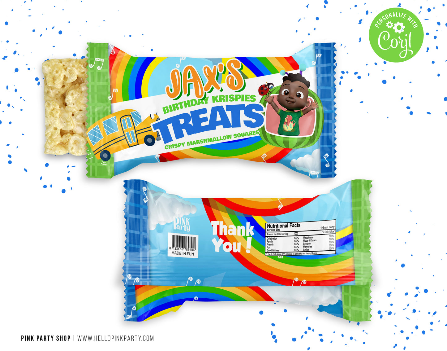 COCOMELON RICE KRISPIE TREATS EDITABLE WRAPPER