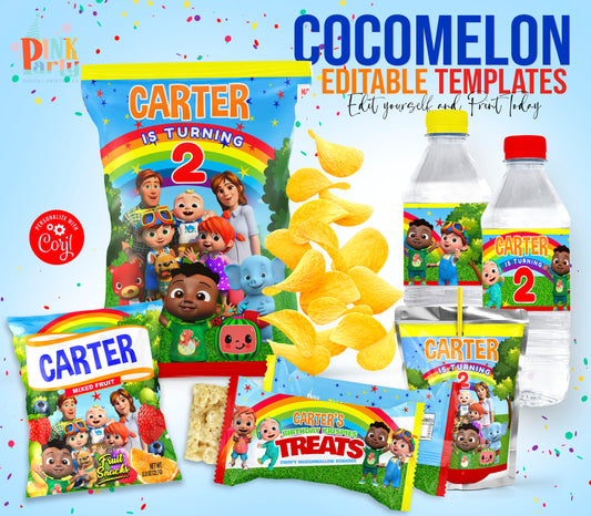 COCOMELON PRINTABLE EDITABLE PARTY BUNDLE KIT