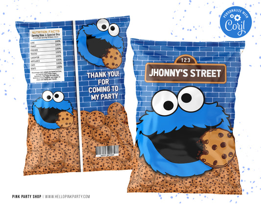 COOKIE MONSTER CHIP BAG WRAPPER DESIGN