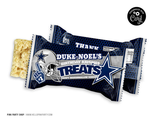 DALLAS COWBOYS RICE KRISPIE TREATS EDITABLE WRAPPER