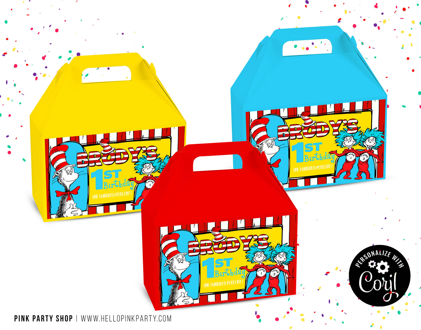 DR SEUSS CAT IN THE HAT EDITABLE GABLE BOX LABELS TEMPLATE