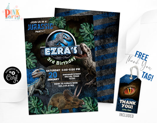 JURASSIC WORLD EDITABLE INVITATION