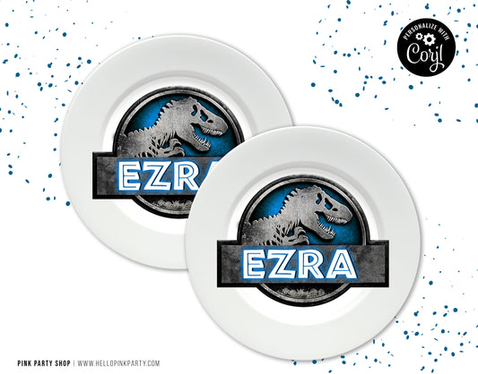 JURASSIC WORLD LOGO PRINTABLE EDITABLE CHARGER INSERT PLATE LABEL