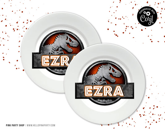 JURASSIC WORLD LOGO PRINTABLE EDITABLE CHARGER INSERT PLATE LABEL