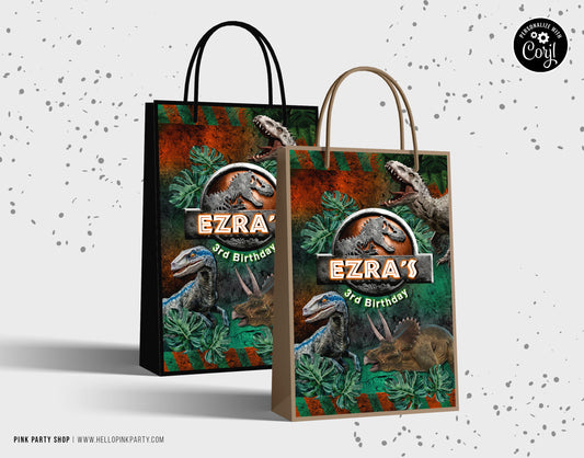 JURASSIC PARK LOOT FAVOR BAG EDITABLE LABELS TEMPLATE