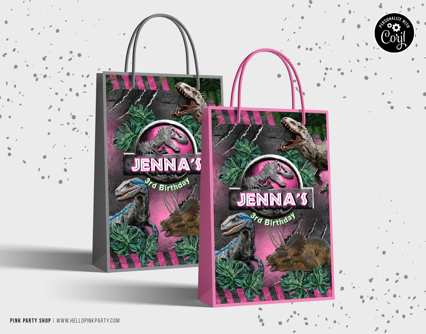 JURASSIC PARK LOOT FAVOR BAG EDITABLE LABELS TEMPLATE