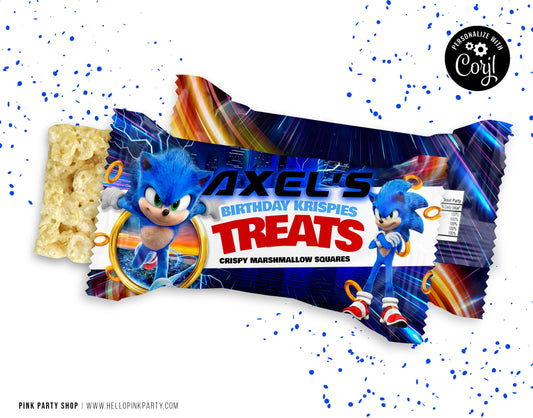 SONIC THE HEDGEHOG RICE KRISPIE TREATS EDITABLE WRAPPER