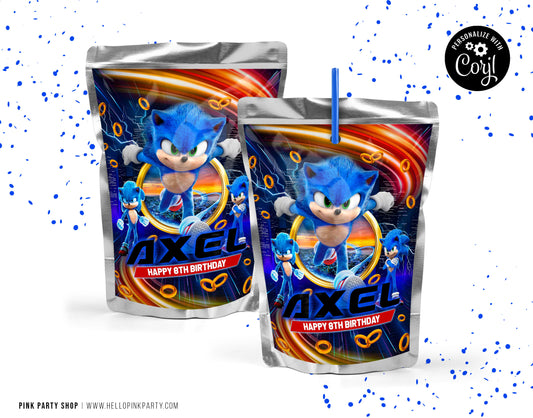 SONIC THE HEDGEHOG CAPRISUN JUICE POUCH EDITABLE LABEL