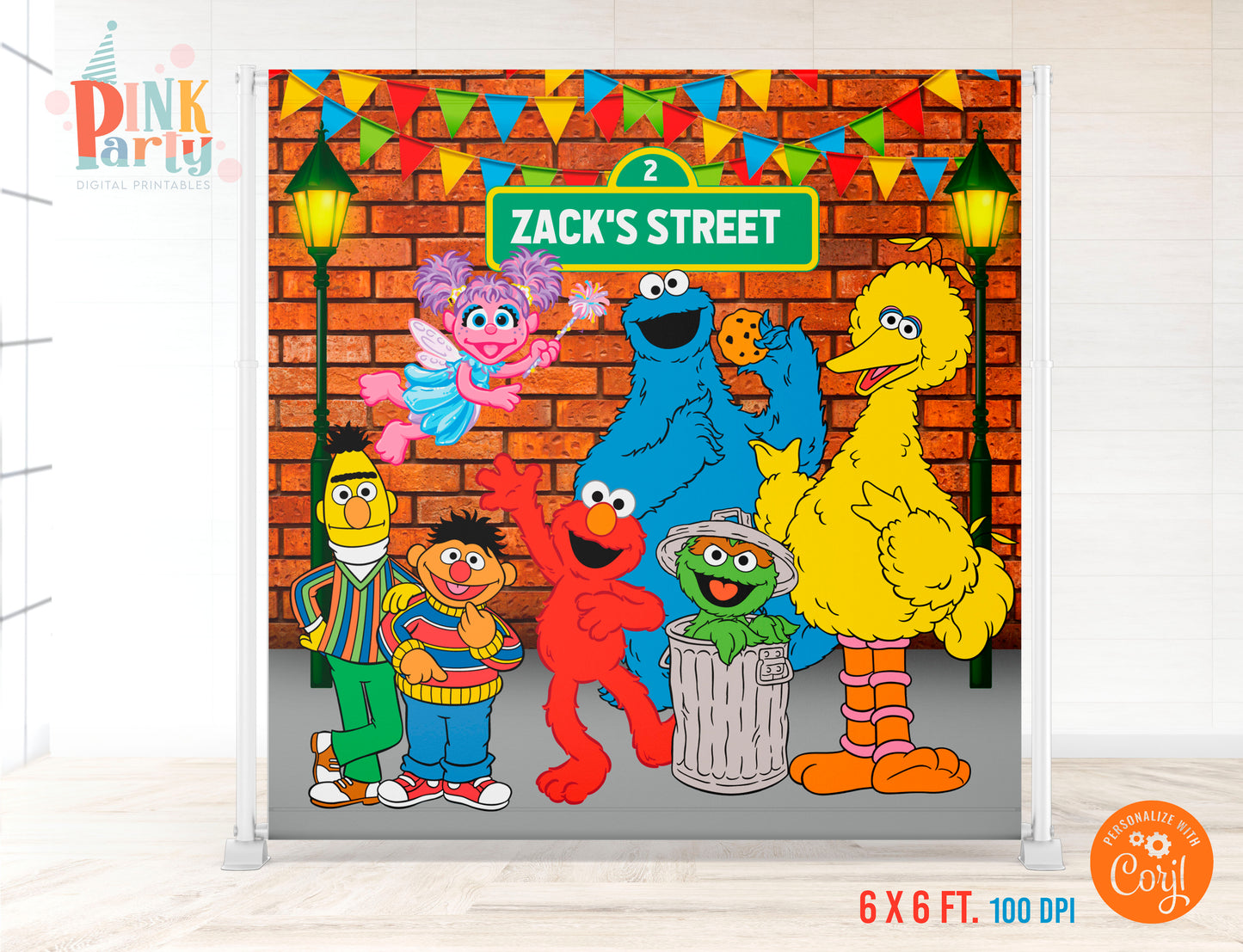 SESAME STREET PRINTABLE EDITABLE BACKDROP DESIGN