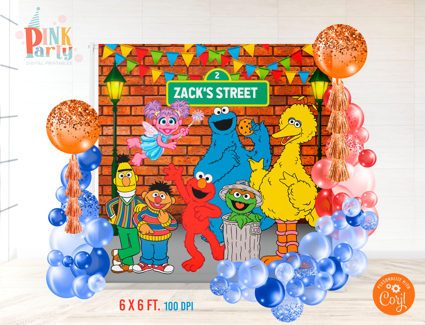 SESAME STREET PRINTABLE EDITABLE BACKDROP DESIGN