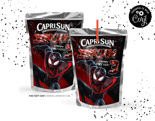 SPIDERMAN MILES MORALES CAPRI SUN JUICE POUCH EDITABLE LABEL