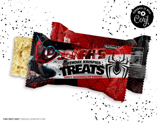 SPIDERMAN MILES MORALES RICE KRISPIE TREATS EDITABLE WRAPPER