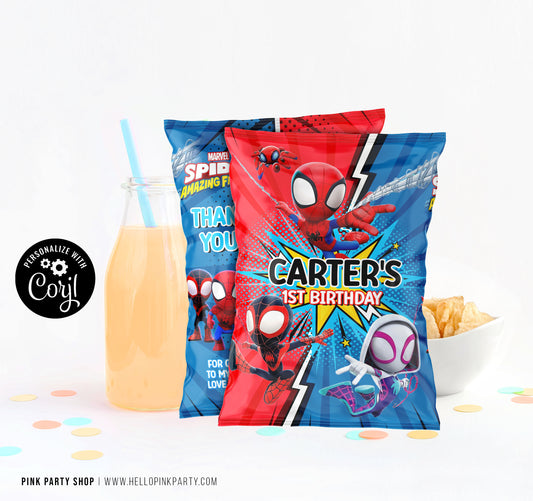 SPIDEY AND HIS FRIENDS EDITABLE CHIP BAG WRAPPER DESIGN