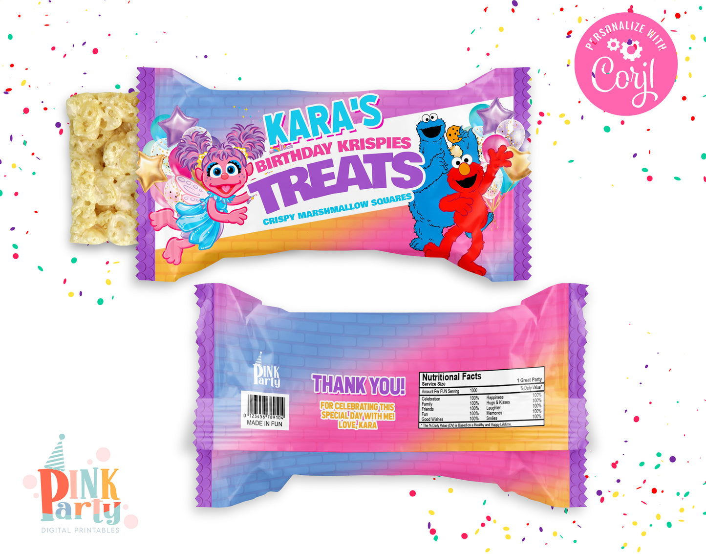 ABBY CADABBY RICE KRISPIE TREATS EDITABLE WRAPPER