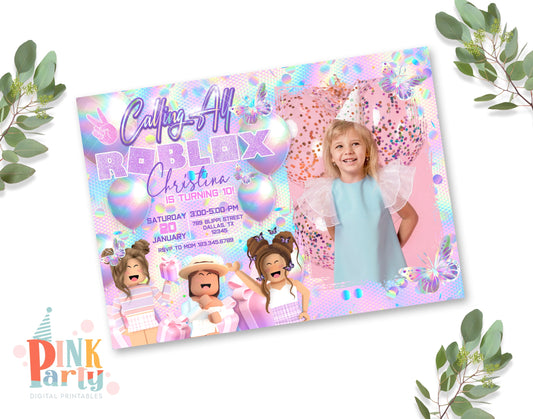 ROBLOX GIRL EDITABLE TEMPLATE INVITATION