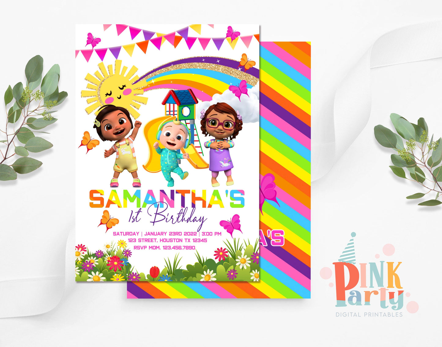 COCOMELON INVITATION EDITABLE TEMPLATE