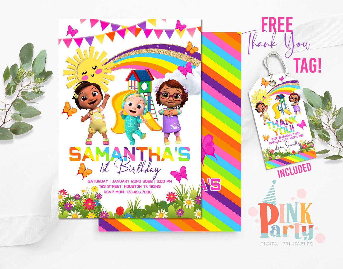 COCOMELON INVITATION EDITABLE TEMPLATE