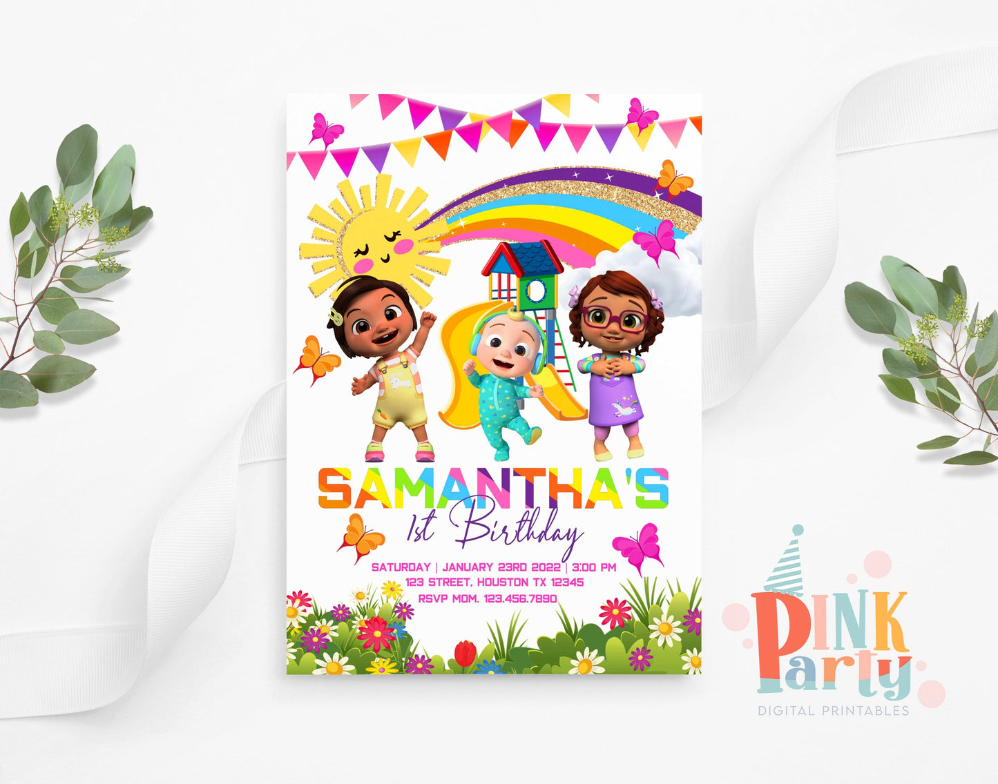 COCOMELON INVITATION EDITABLE TEMPLATE