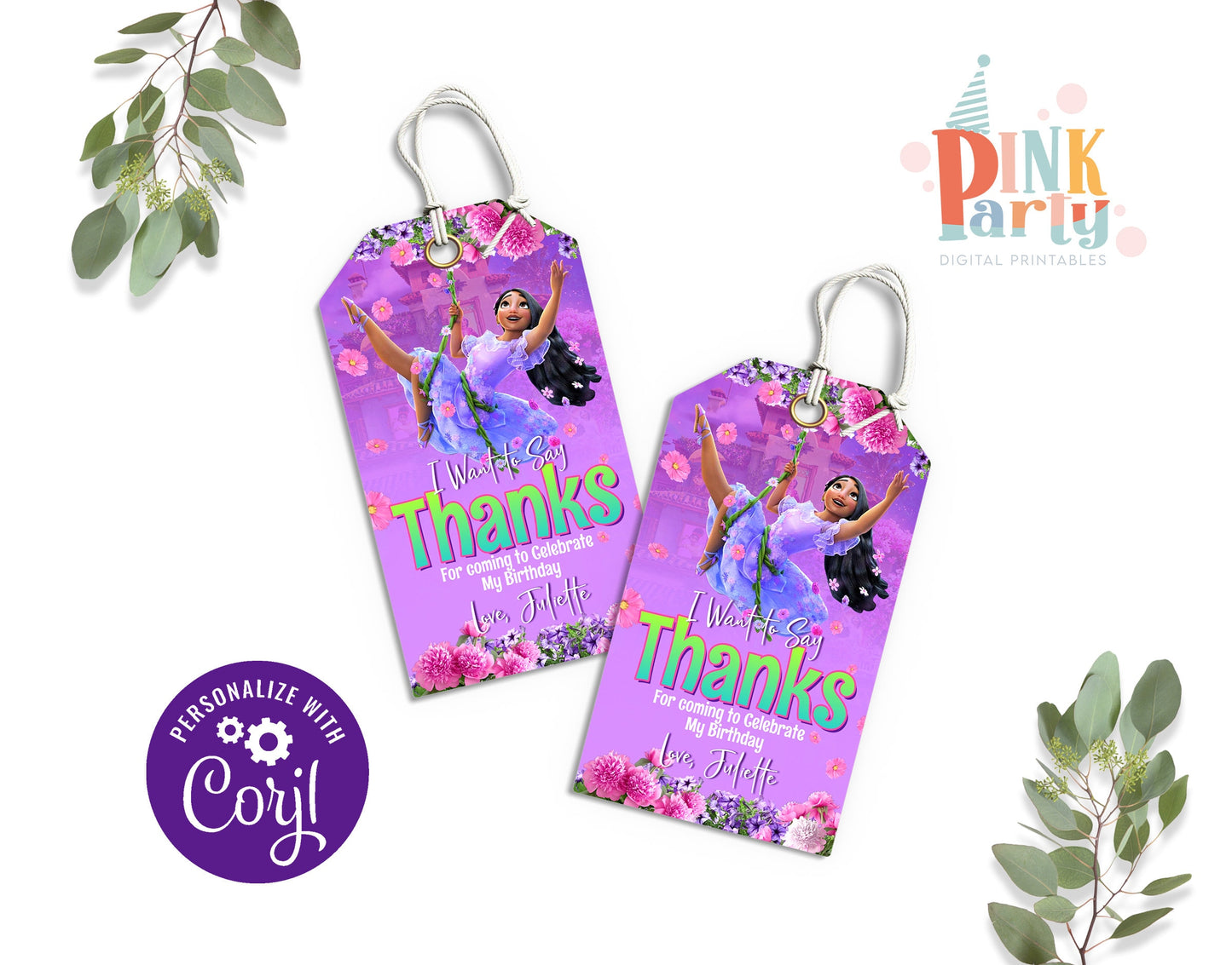 ENCANTO ISABELA FAVOR GIFT TAG EDITABLE TEMPLATE