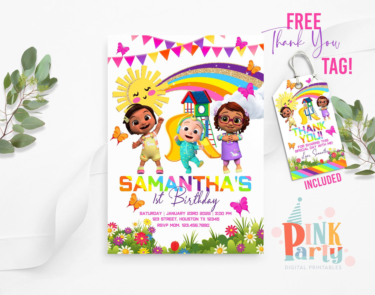 COCOMELON INVITATION EDITABLE TEMPLATE