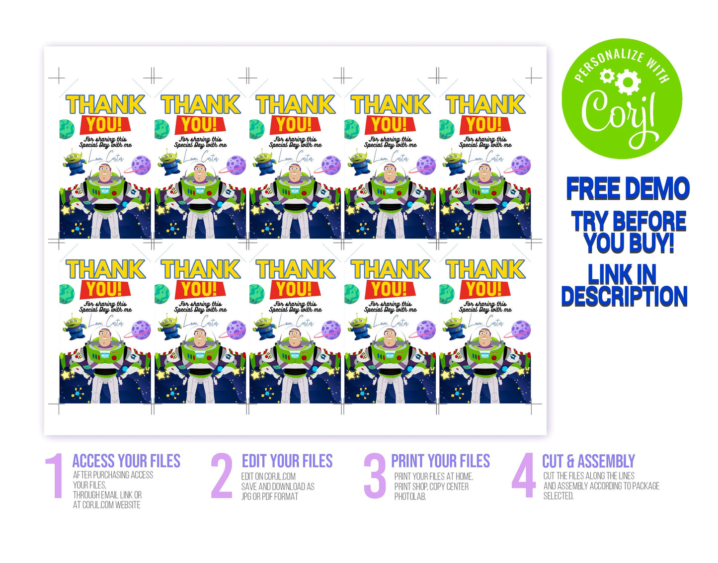 TOY STORY BUZZ LIGHTYEAR EDITABLE INVITATION