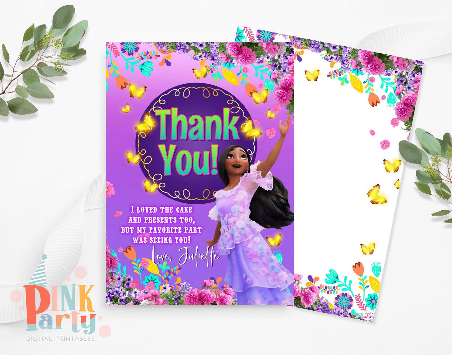 ENCANTO ISABELA EDITABLE PRINTABLE THANK YOU CARD DESIGN