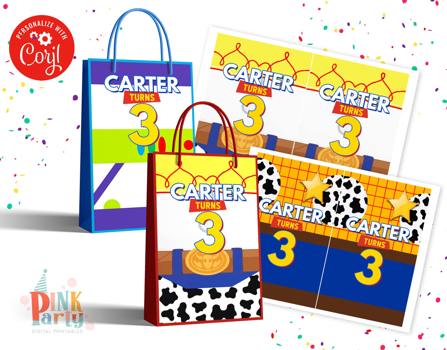 TOY STORY GIFT BAG EDITABLE LABEL DESIGNS