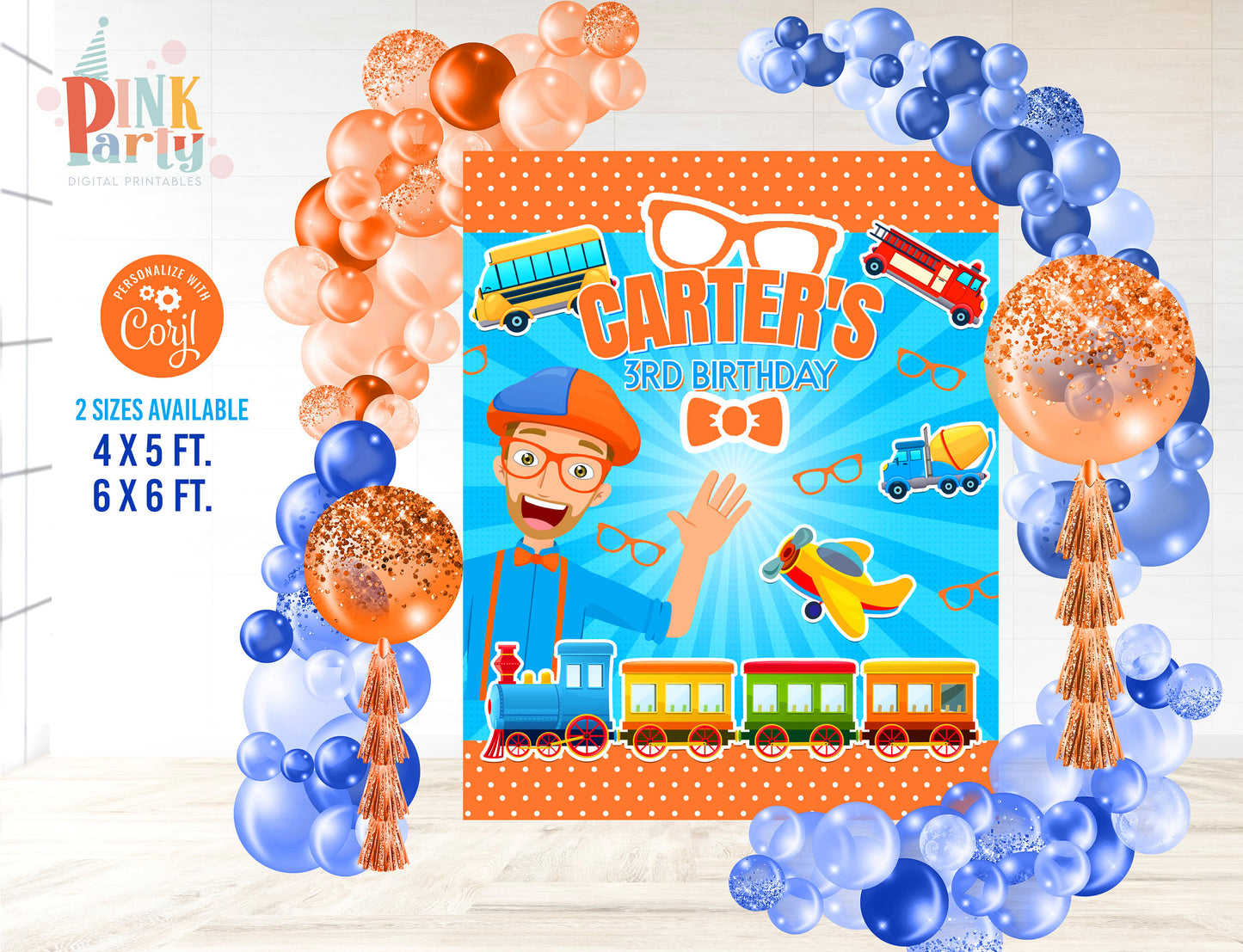 BLIPPI PRINTABLE EDITABLE BACKDROP DESIGN