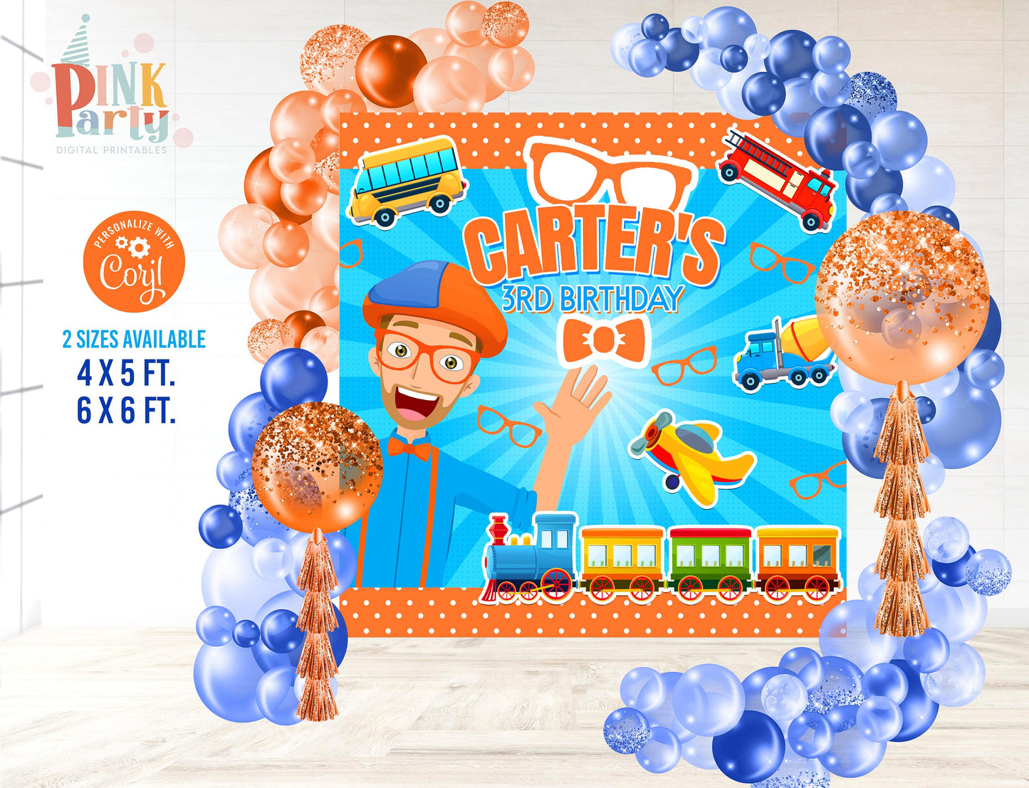 BLIPPI PRINTABLE EDITABLE BACKDROP DESIGN