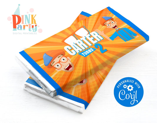 BLIPPI EDITABLE CANDY BAR WRAPPER DESIGN