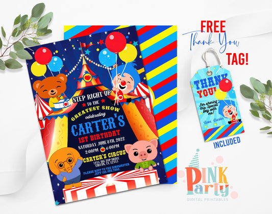 PLIM PLIM CIRCUS EDITABLE TEMPLATE INVITATION