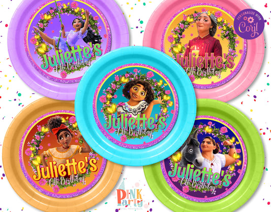 ENCANTO GIRLS CHARGER PLATE INSERT LABELS EDITABLE