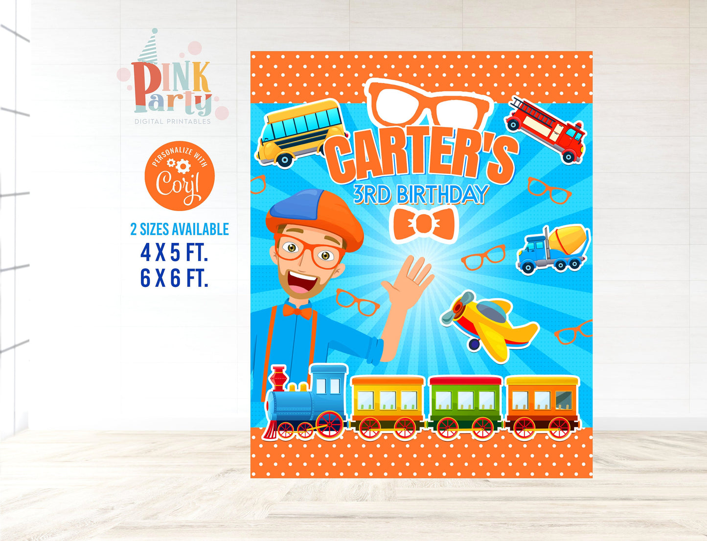 BLIPPI PRINTABLE EDITABLE BACKDROP DESIGN