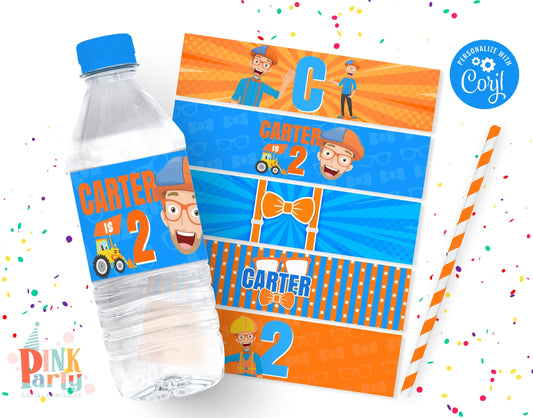 BLIPPI EDITABLE WATER LABEL WRAPPERS DESIGN