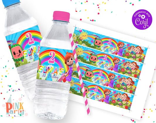 COCOMELON WATER LABELS EDITABLE TEMPLATE