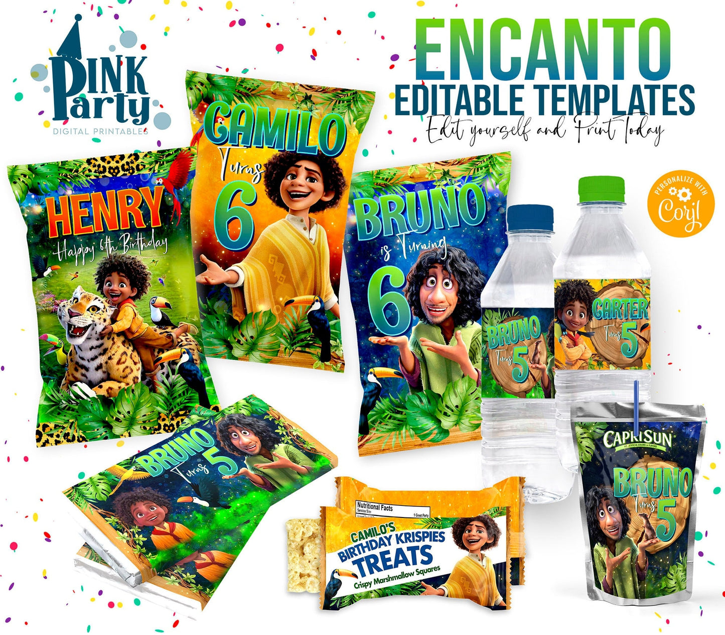 ENCANTO ANTONIO BRUNO CAMILO BOYS EDITABLE PARTY BUNDLE