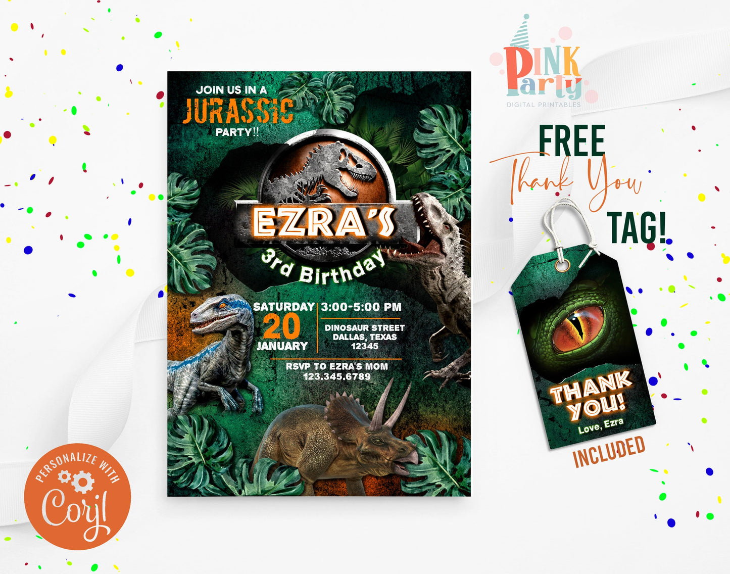 JURASSIC WORLD EDITABLE INVITATION